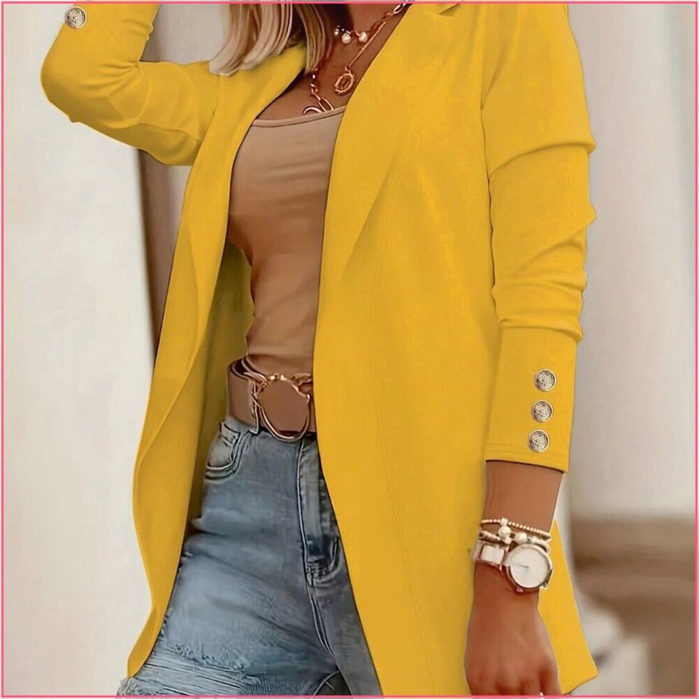 Yellow Women's Versatile Chic Lightweight Blazer Jacket